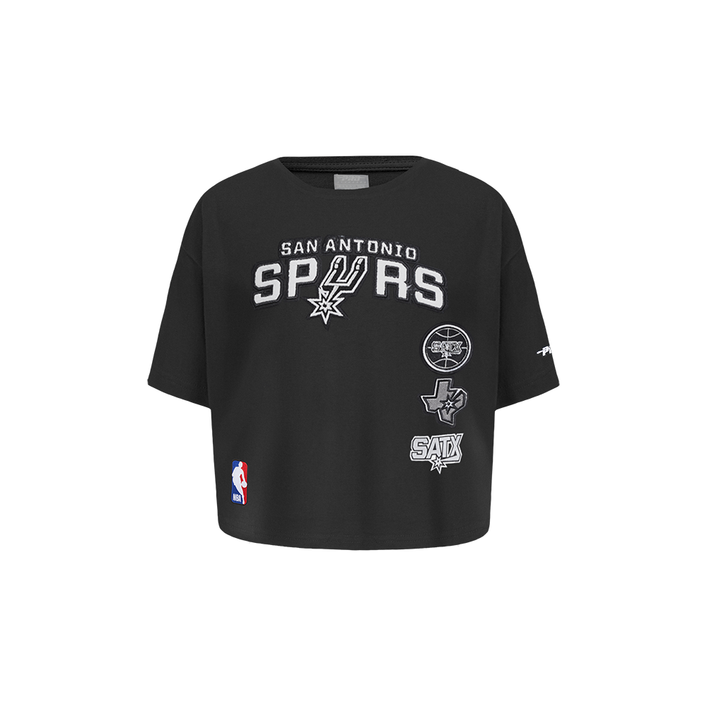 NBA SAN ANTONIO SPURS RETRO CLASSIC TODDLER GIRLS SHORT SLEEVE BOXY TEE (BLACK)