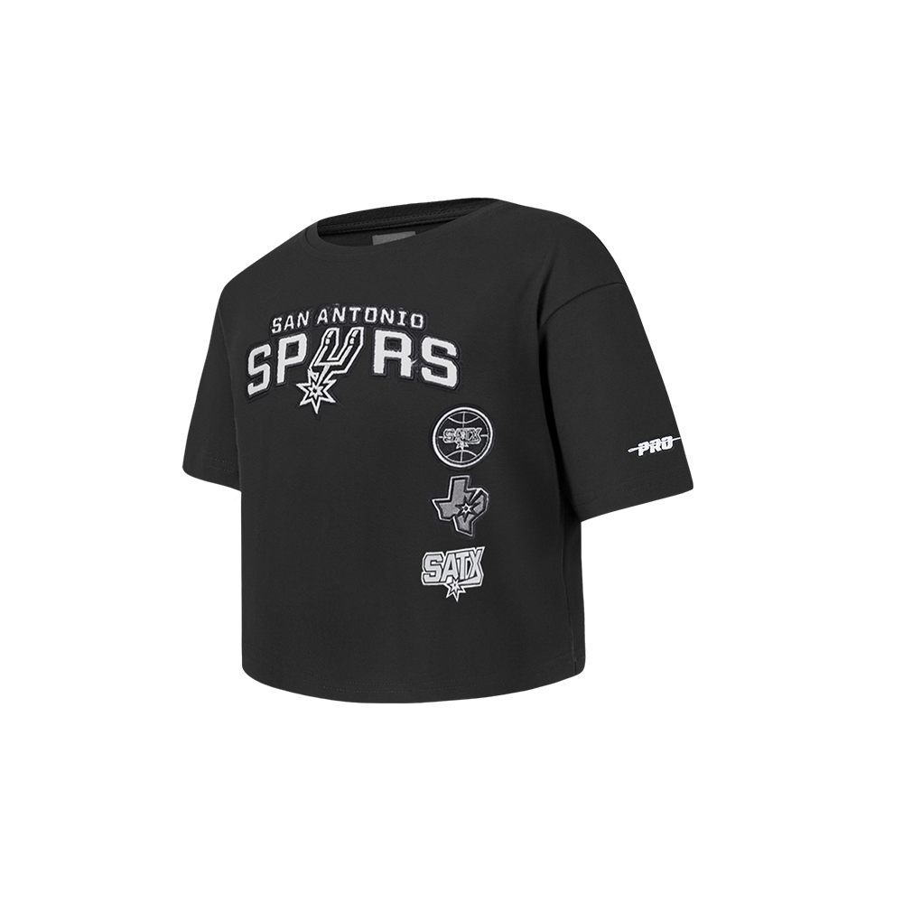 NBA SAN ANTONIO SPURS RETRO CLASSIC TODDLER GIRLS SHORT SLEEVE BOXY TEE (BLACK) - Image 2
