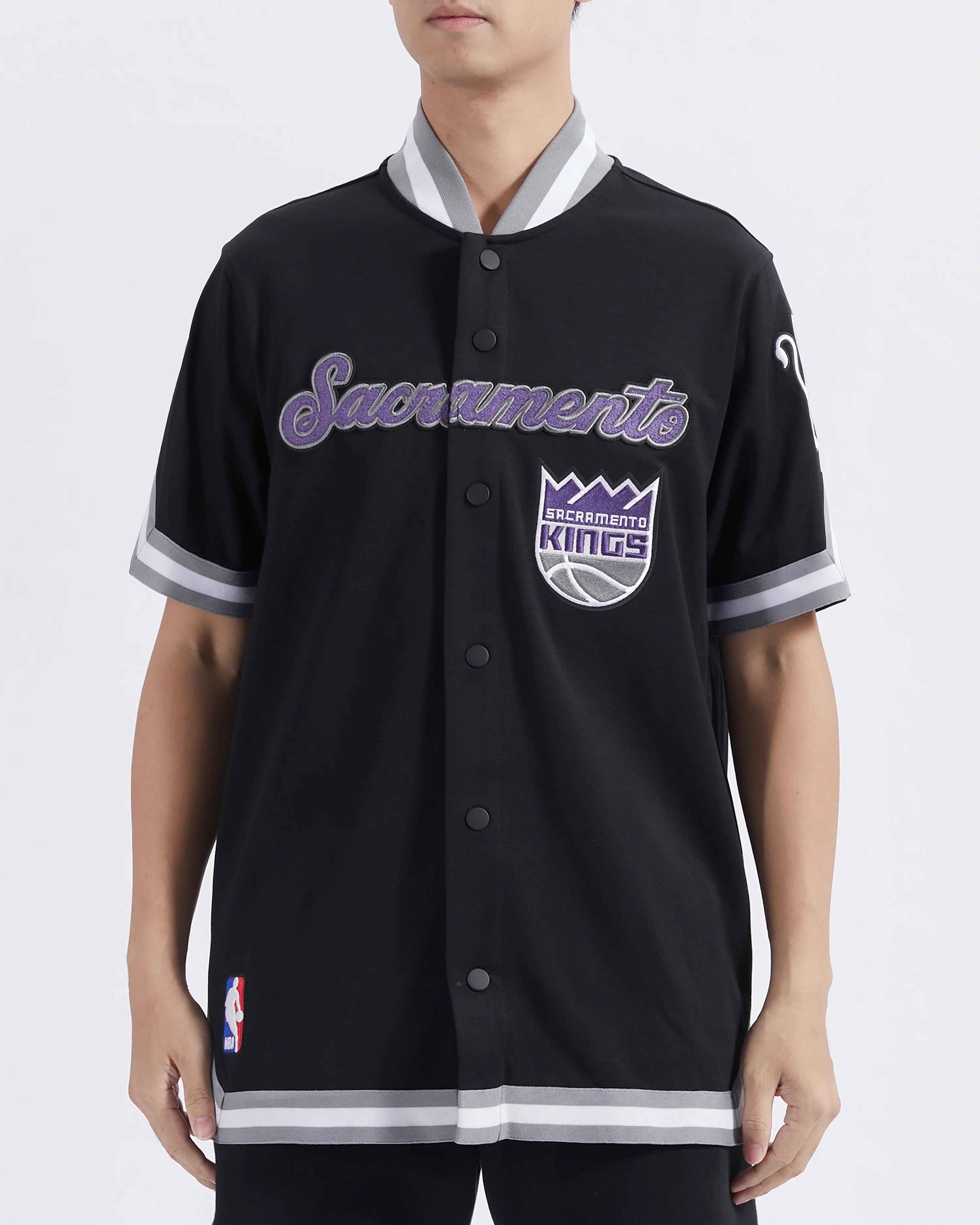 NBA SACRAMENTO KINGS CLASSIC MEN'S DOUBLE KNIT JACKET (BLACK/GRAY)