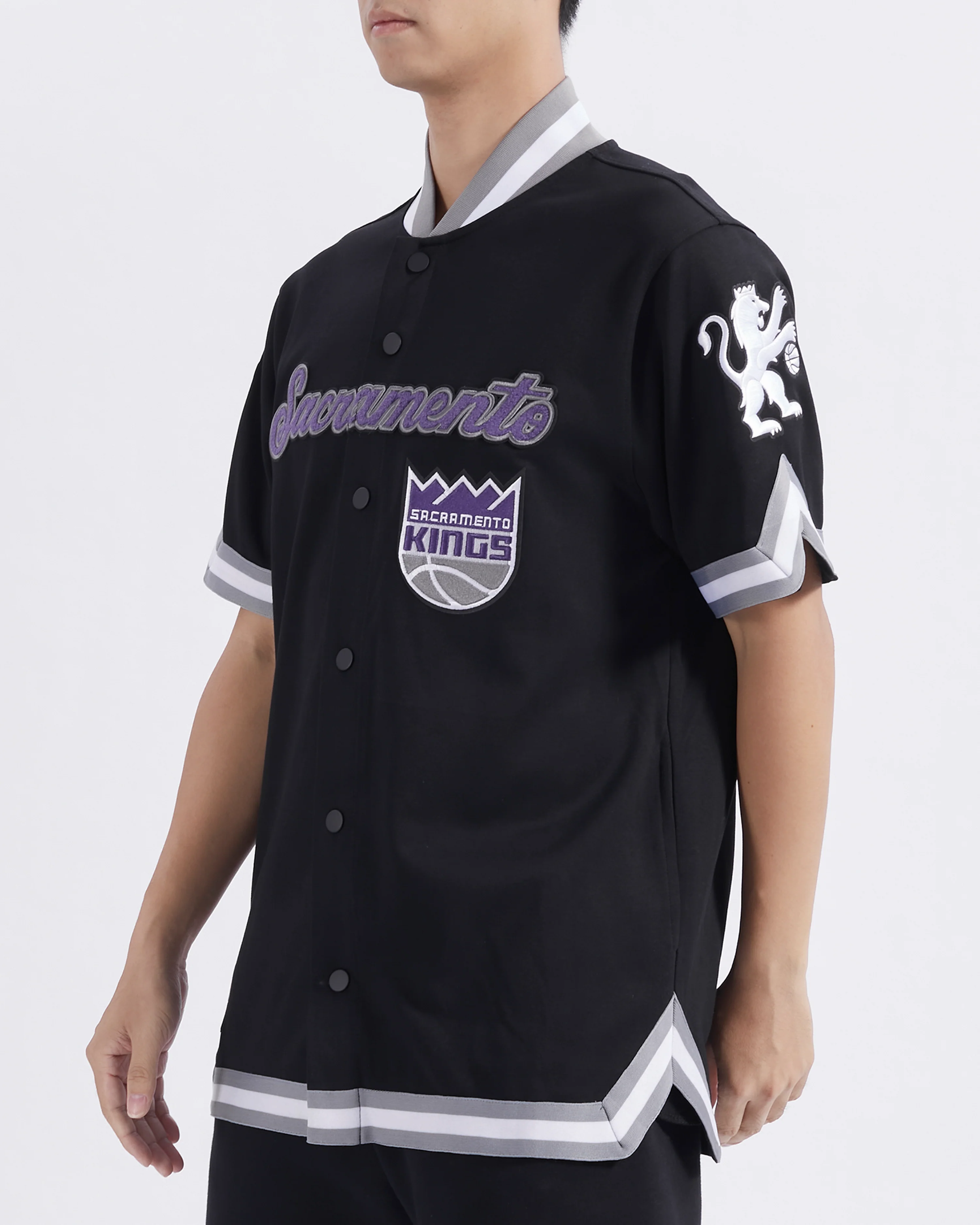 NBA SACRAMENTO KINGS CLASSIC MEN'S DOUBLE KNIT JACKET (BLACK/GRAY) - Image 2