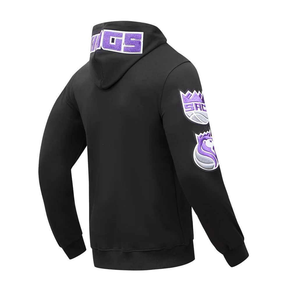 NBA SACRAMENTO KINGS CLASSIC CHENILLE MEN'S FULL ZIP HOODIE (BLACK) - Image 4