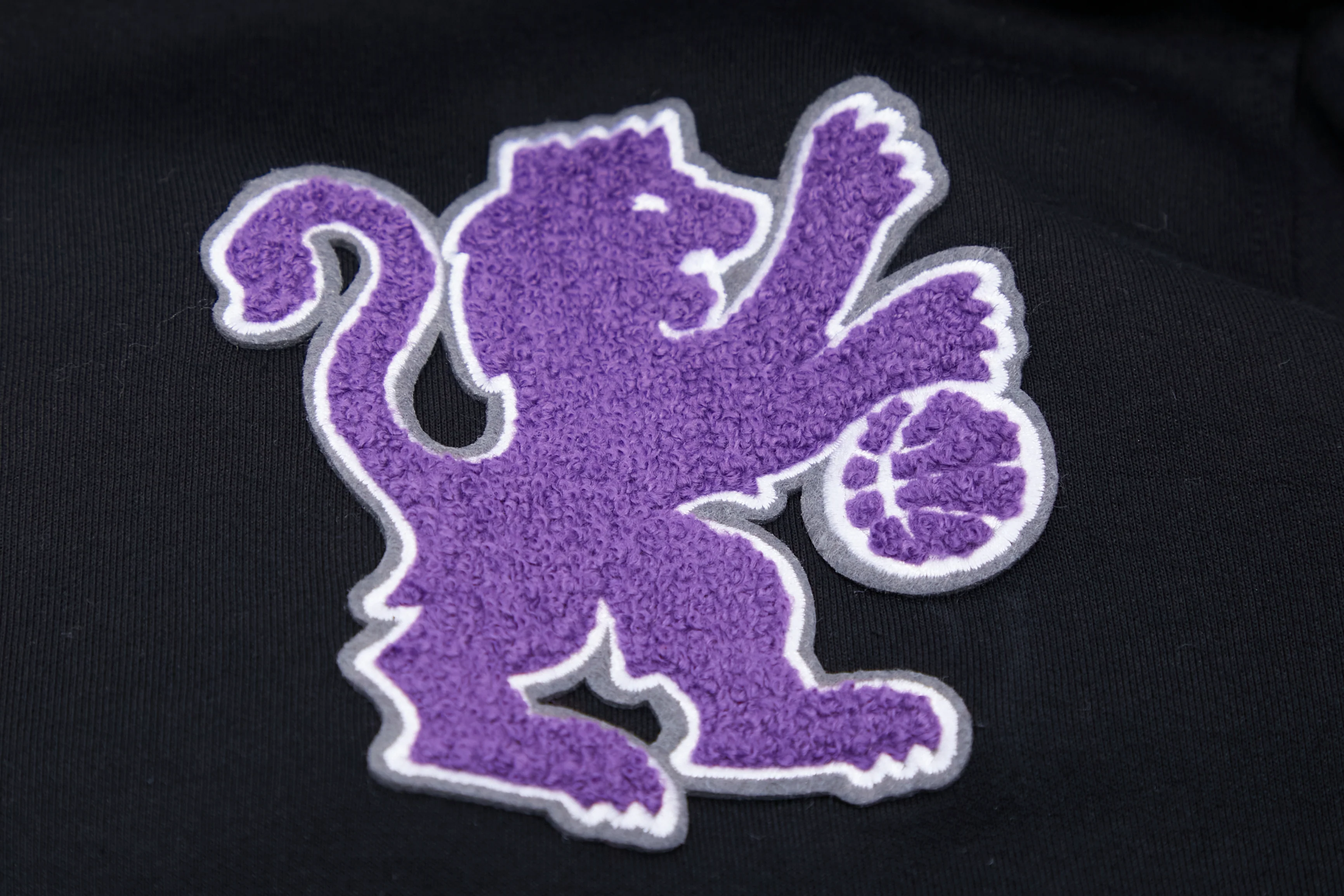NBA SACRAMENTO KINGS CLASSIC CHENILLE MEN'S FULL ZIP HOODIE (BLACK) - Image 6
