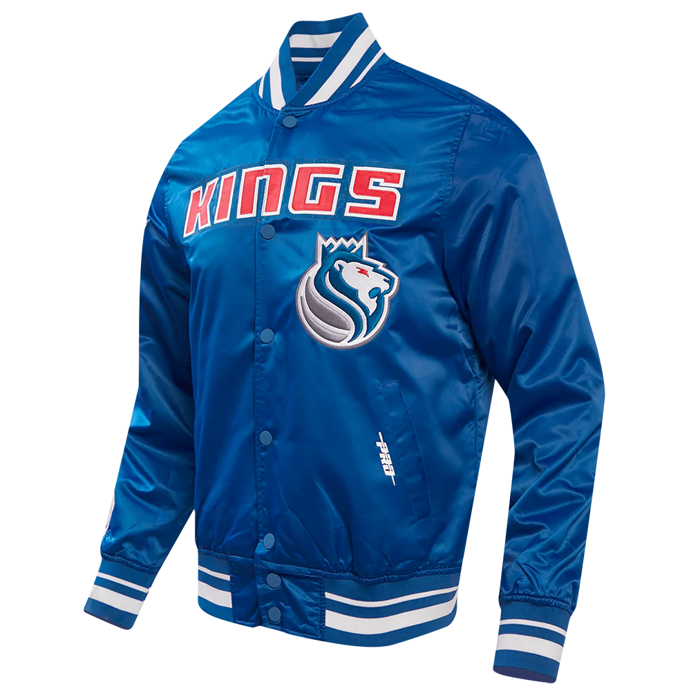 NBA SACRAMENTO KINGS CHEST 100 YRS OF ROYALTY MEN'S RIB SATIN JACKET (DODGER BLUE) - Image 2