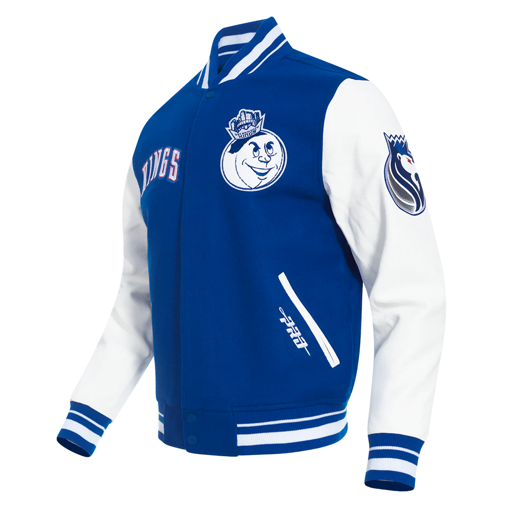 NBA SACRAMENTO KINGS CITY EDITION 24-25 MEN'S RIB WOOL VARSITY JACKE (DODGER BLUE/WHITE) - Image 2