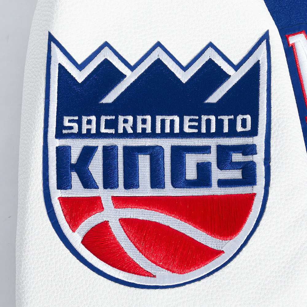 NBA SACRAMENTO KINGS CITY EDITION 24-25 MEN'S RIB WOOL VARSITY JACKE (DODGER BLUE/WHITE) - Image 8