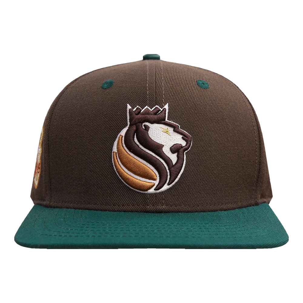 NBA SACRAMENTO KINGS STIVALI 2 TONE COTTON SNAPBACK HAT (BROWN/FOREST GREEN)