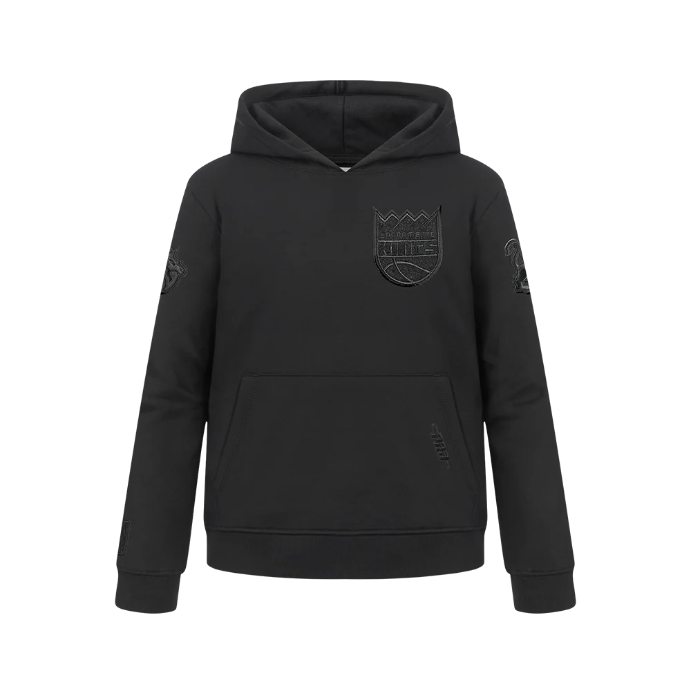 NBA SACRAMENTO KINGS TRIPLE BLACK BIG BOYS FLC PO HOODIE (BLACK)