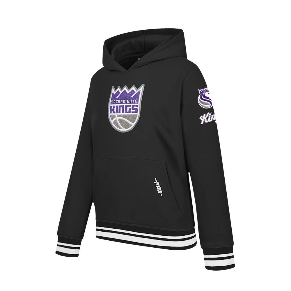 NBA SACRAMENTO KINGS RETRO CLASSIC BIG BOYS RIB FLEECE PULLOVER HOODIE (BLACK) - Image 2