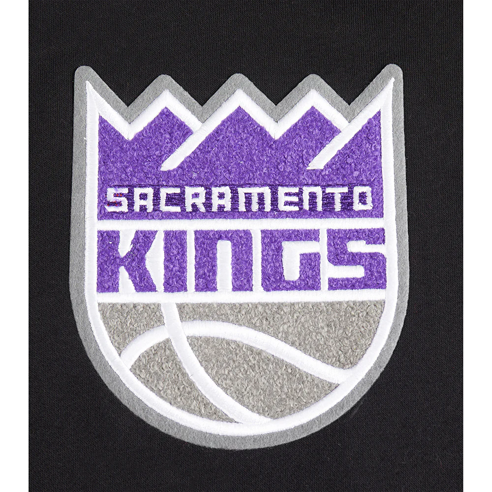 NBA SACRAMENTO KINGS RETRO CLASSIC BIG BOYS RIB FLEECE PULLOVER HOODIE (BLACK) - Image 5