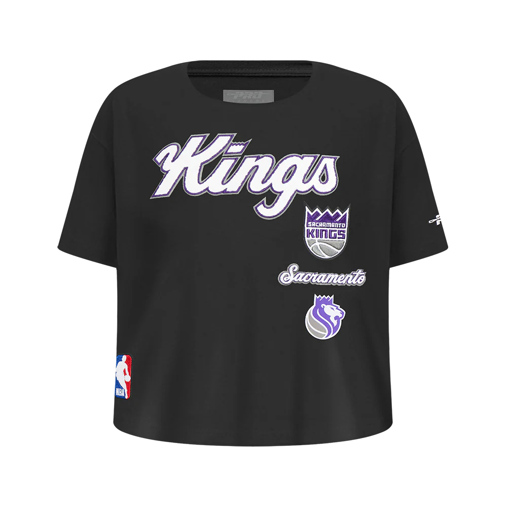 NBA SACRAMENTO KINGS RETRO CLASSIC BIG GIRLS SHORT SLEEVE BOXY TEE (BLACK)