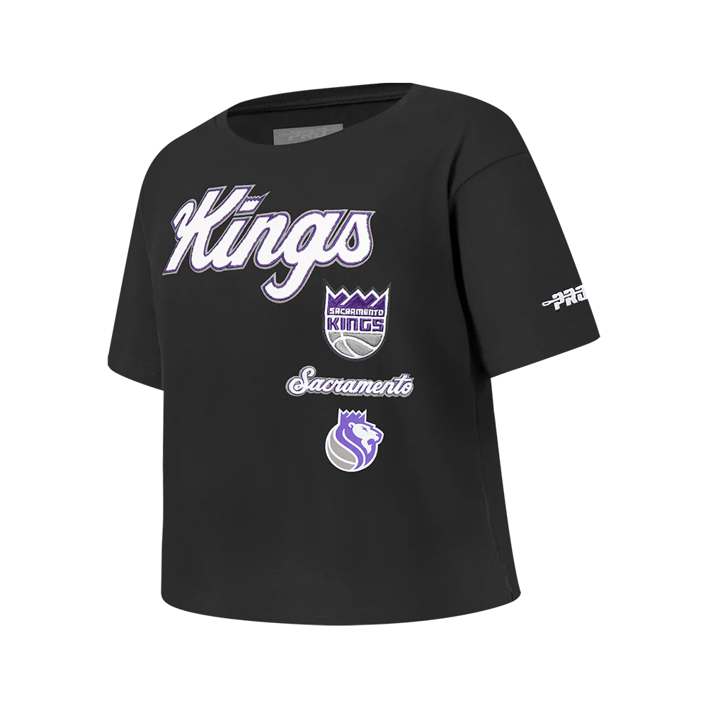 NBA SACRAMENTO KINGS RETRO CLASSIC BIG GIRLS SHORT SLEEVE BOXY TEE (BLACK) - Image 2