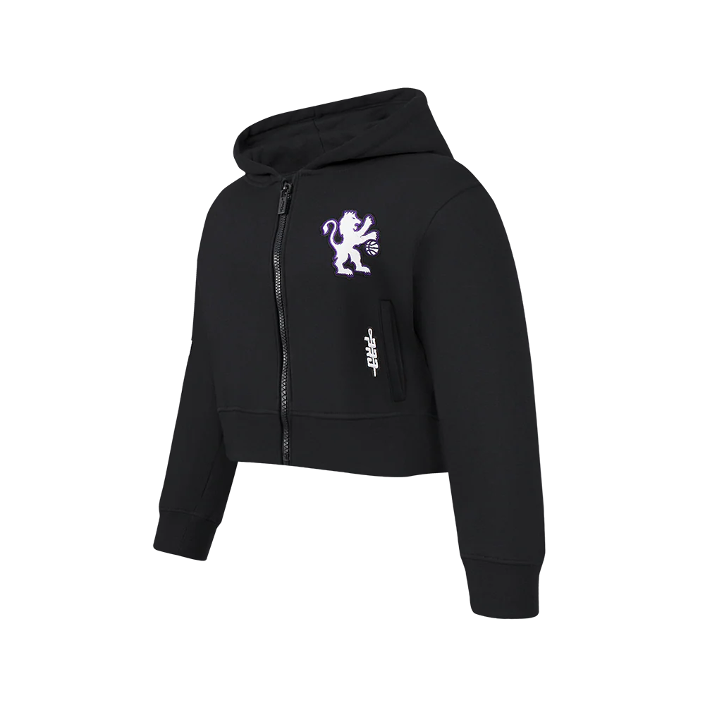 NBA SACRAMENTO KINGS CLASSIC BIG GIRLS FLEECE FULL ZIP HOODIE (BLACK) - Image 2