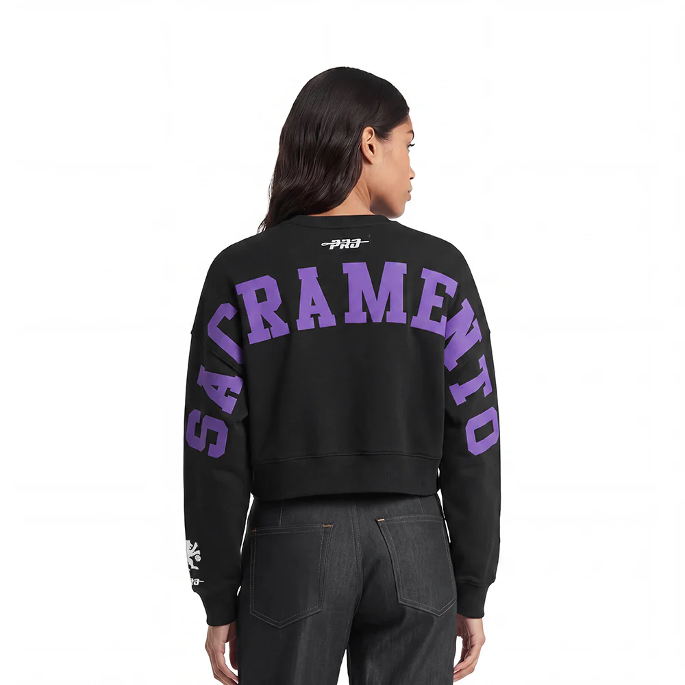 SACRAMENTO KINGS WINGSPAN WOMEN'S FLC CREWNECK (BLACK)