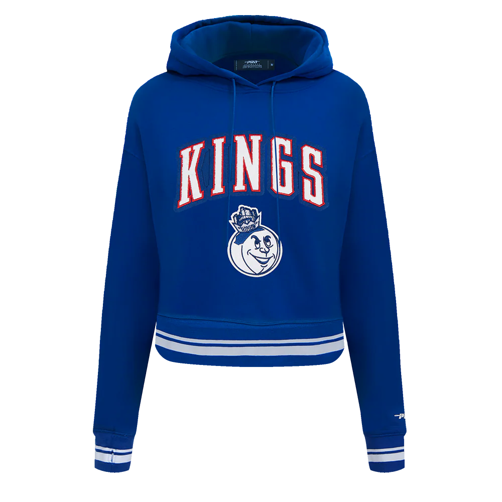 NBA SACRAMENTO KINGS CITY EDITION 24-25 WOMEN'S RIB FLEECE CROPPED PULLOVER HOODIE (DODGER BLUE)