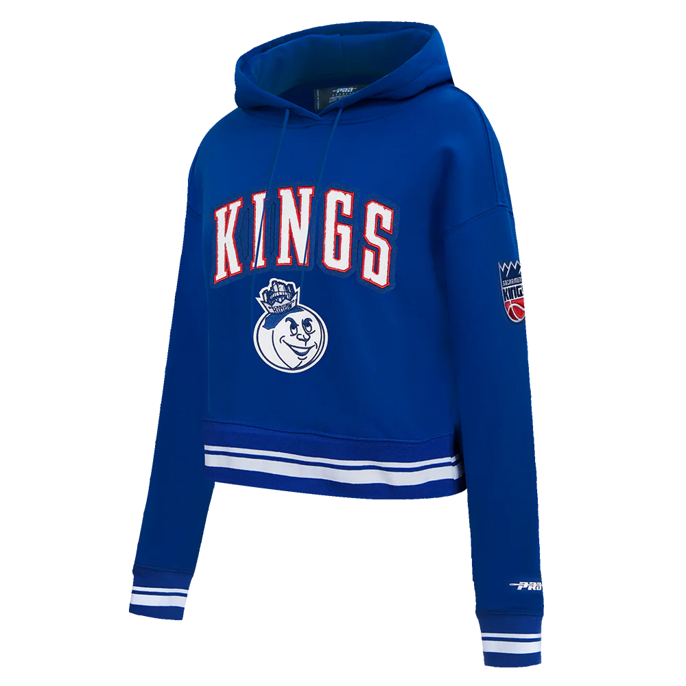 NBA SACRAMENTO KINGS CITY EDITION 24-25 WOMEN'S RIB FLEECE CROPPED PULLOVER HOODIE (DODGER BLUE) - Image 2