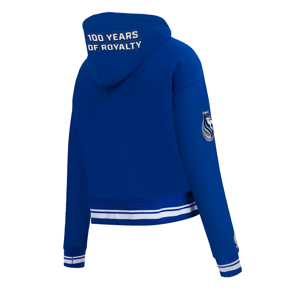 NBA SACRAMENTO KINGS CITY EDITION 24-25 WOMEN'S RIB FLEECE CROPPED PULLOVER HOODIE (DODGER BLUE) - Image 4