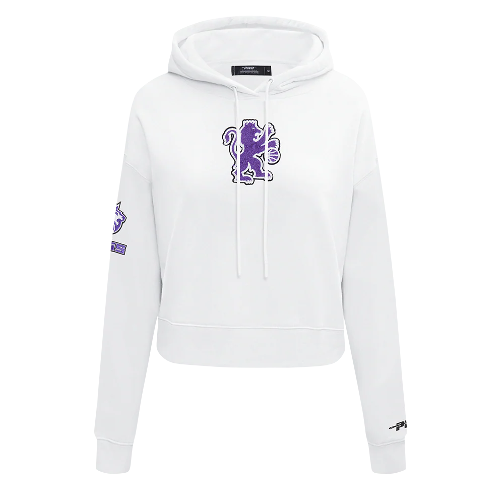 NBA SACRAMENTO KINGS CLASSIC WOMEN'S FLC CROPPED PO HOODIE (WHITE)