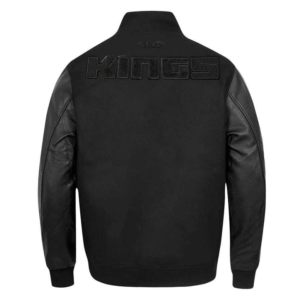 NBA SACRAMENTO KINGS TRIPLE BLACK WOMEN'S WOOL VARSITY JACKET (TRIPLE BLACK) - Image 3