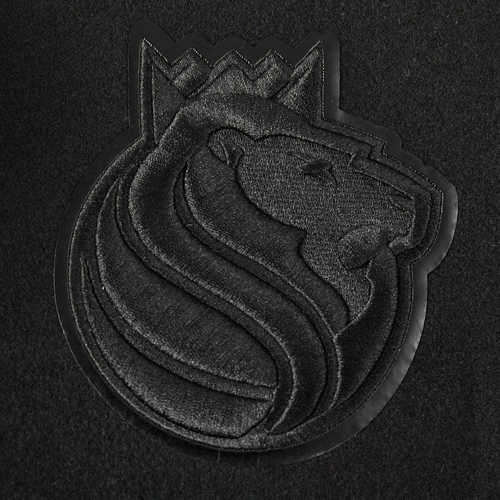 NBA SACRAMENTO KINGS TRIPLE BLACK WOMEN'S WOOL VARSITY JACKET (TRIPLE BLACK) - Image 5