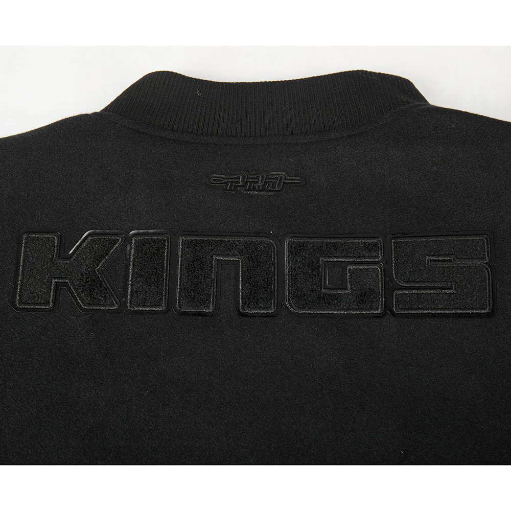 NBA SACRAMENTO KINGS TRIPLE BLACK WOMEN'S WOOL VARSITY JACKET (TRIPLE BLACK) - Image 7