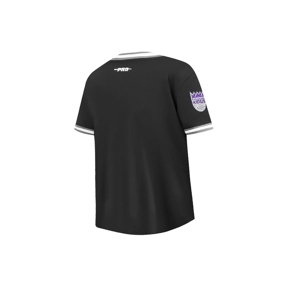 NBA SACRAMENTO KINGS CLASSIC LITTLE BOYS SHORT SLEEVE STRIPED RIB TEE (BLACK/GRAY) - Image 4