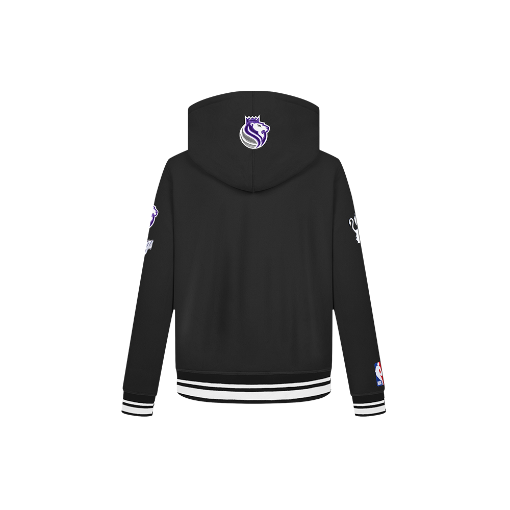 NBA SACRAMENTO KINGS RETRO CLASSIC LITTLE BOYS RIB FLEECE PULLOVER HOODIE (BLACK) - Image 3