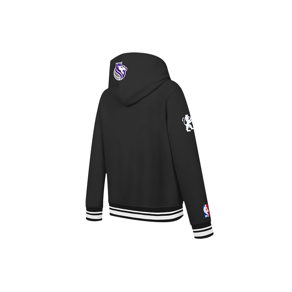 NBA SACRAMENTO KINGS RETRO CLASSIC LITTLE BOYS RIB FLEECE PULLOVER HOODIE (BLACK) - Image 4