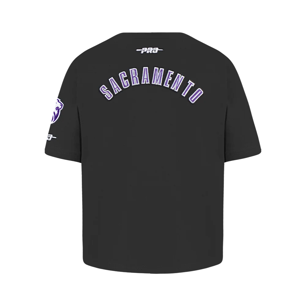 NBA SACRAMENTO KINGS CLASSIC LITTLE GIRLS SHORT SLEEVE BOXY TEE (BLACK) - Image 3