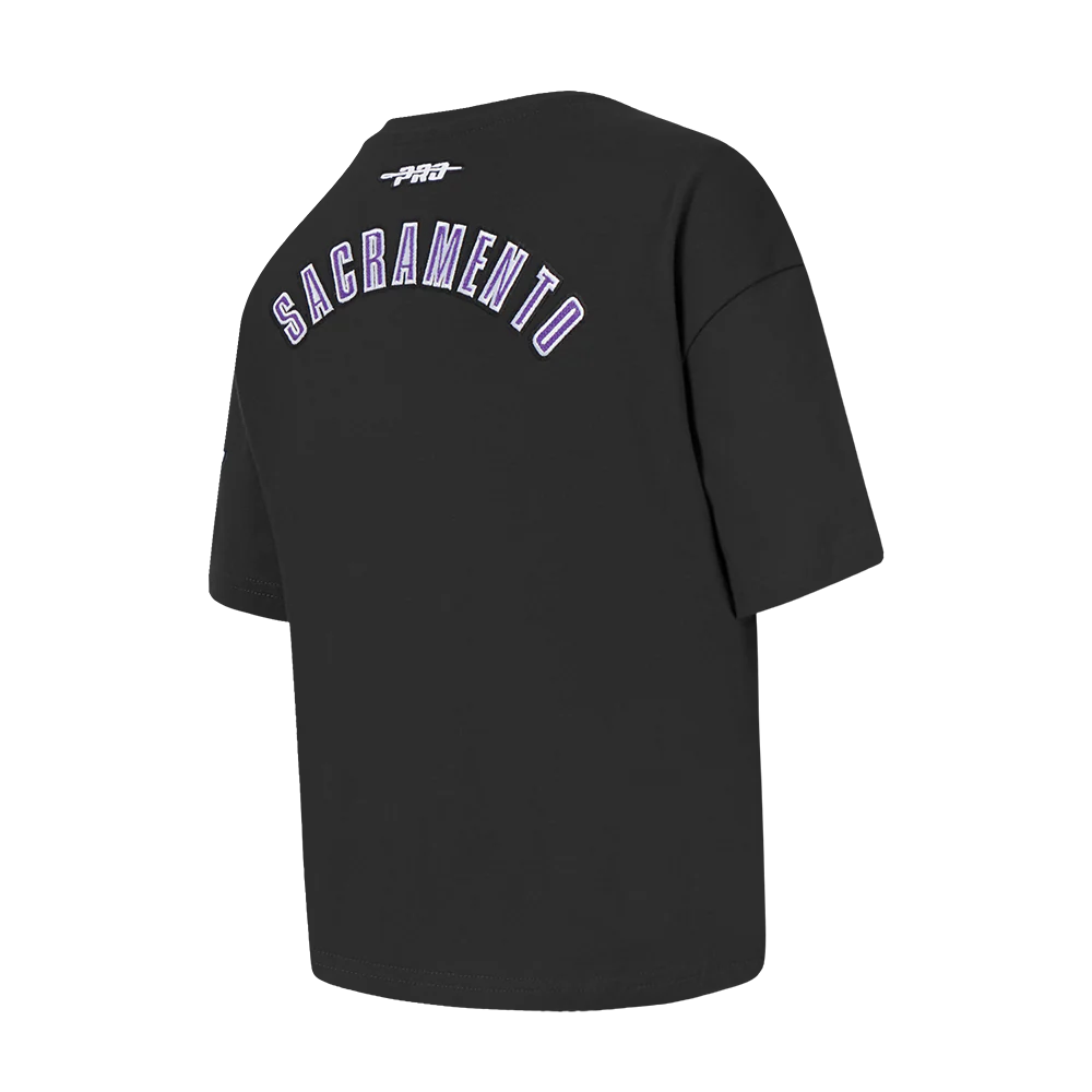 NBA SACRAMENTO KINGS CLASSIC LITTLE GIRLS SHORT SLEEVE BOXY TEE (BLACK) - Image 4