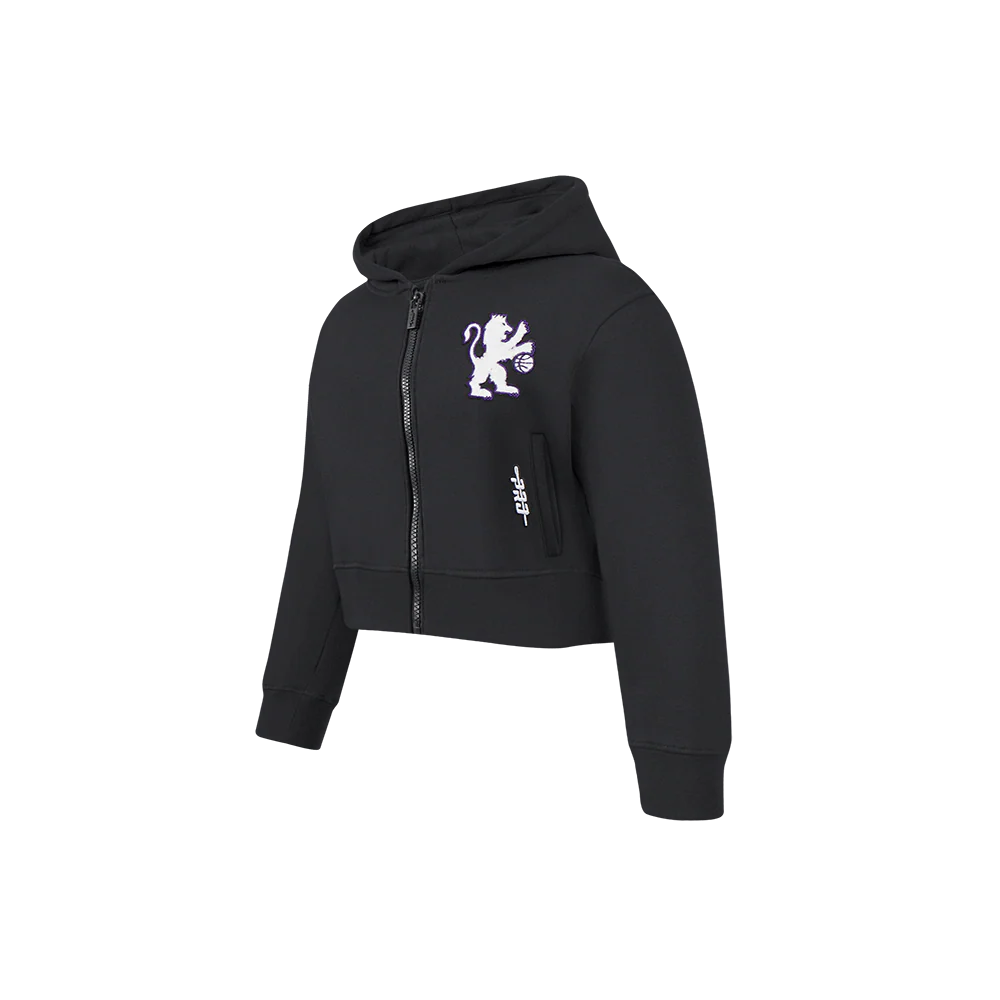NBA SACRAMENTO KINGS CLASSIC LITTLE GIRLS  FLEECE FULL ZIP HOODIE (BLACK) - Image 2