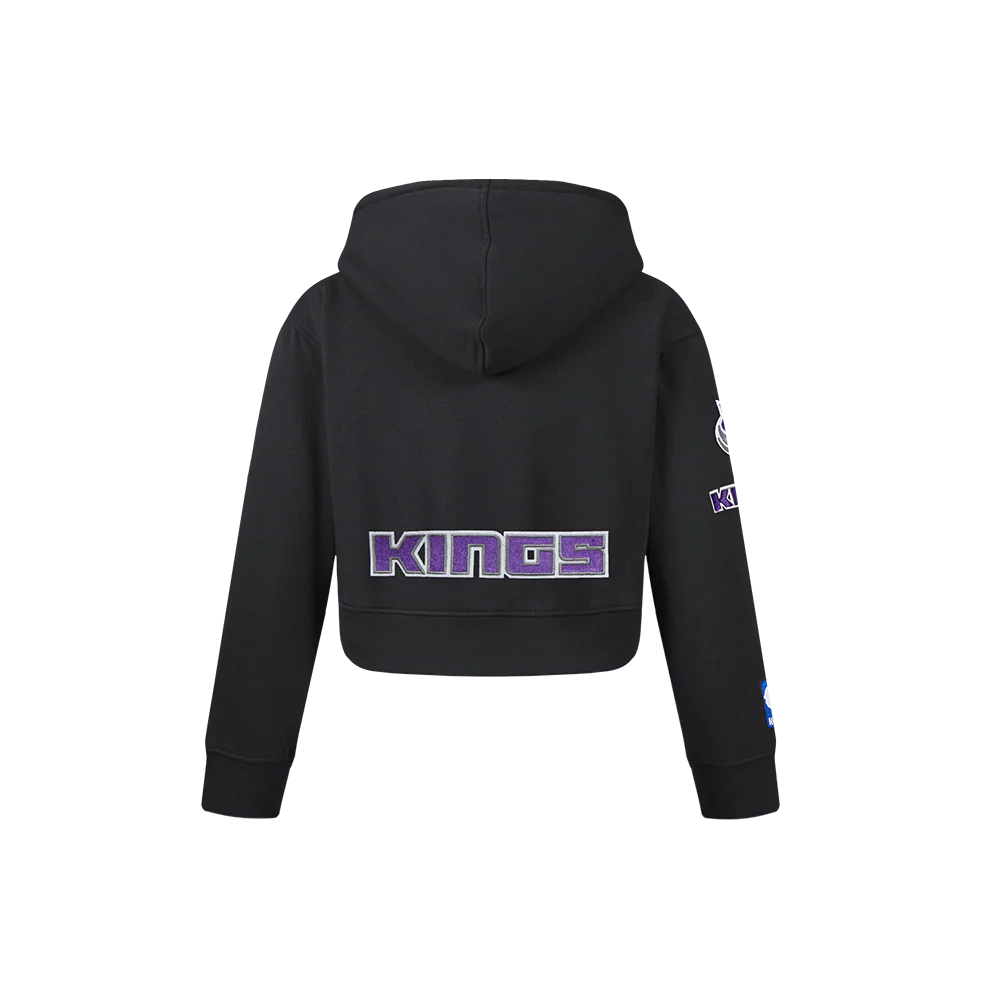 NBA SACRAMENTO KINGS CLASSIC LITTLE GIRLS  FLEECE FULL ZIP HOODIE (BLACK) - Image 3