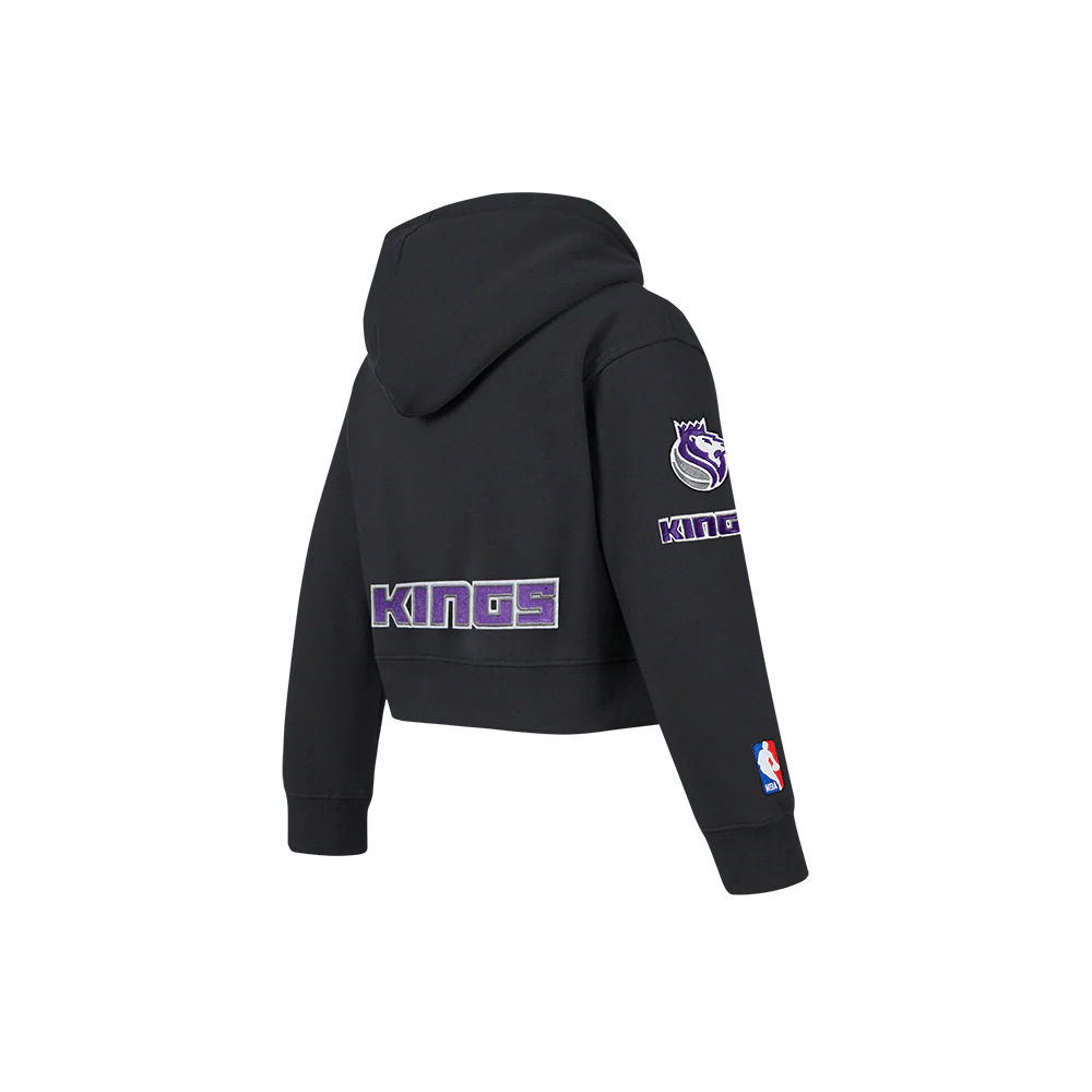 NBA SACRAMENTO KINGS CLASSIC LITTLE GIRLS  FLEECE FULL ZIP HOODIE (BLACK) - Image 4