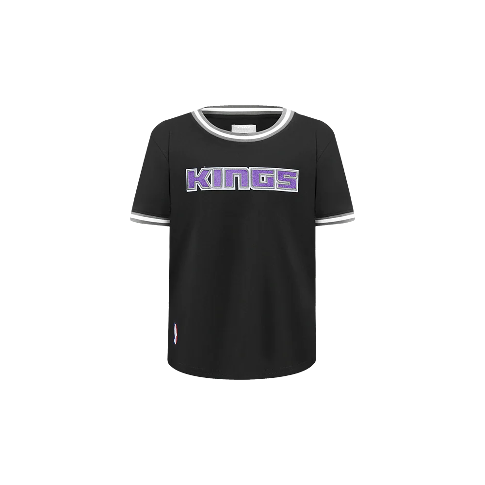 NBA SACRAMENTO KINGS CLASSIC TODDLER BOYS SHORT SLEEVE STRIPED RIB TEE (BLACK/GRAY)