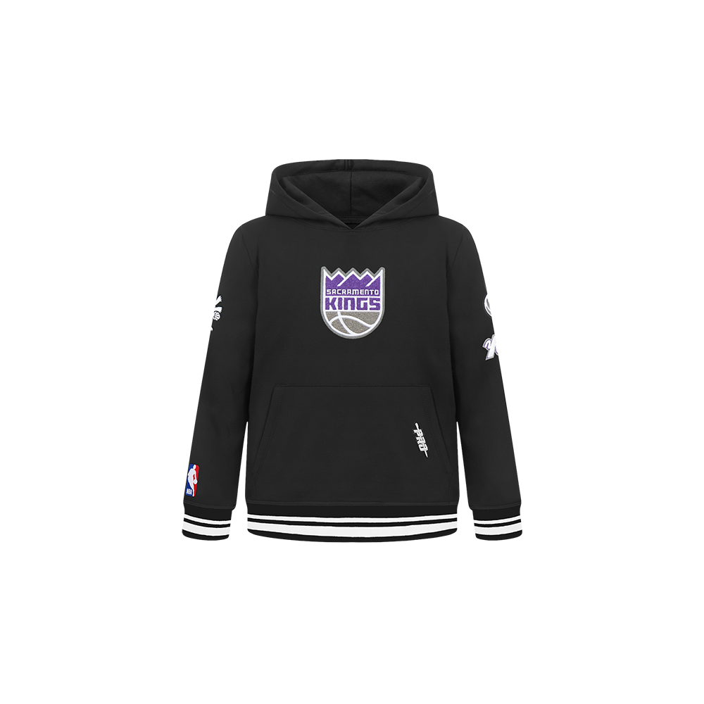 NBA SACRAMENTO KINGS RETRO CLASSIC TODDLER BOYS RIB FLEECE PULLOVER HOODIE (BLACK)