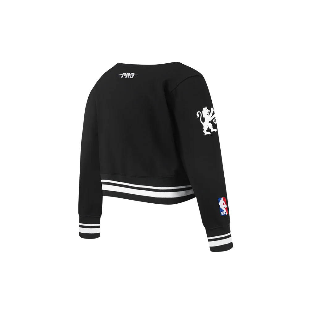 NBA SACRAMENTO KINGS RETRO CLASSIC TODDLER GIRLS RIB FLEECE CREWNECK (BLACK) - Image 4