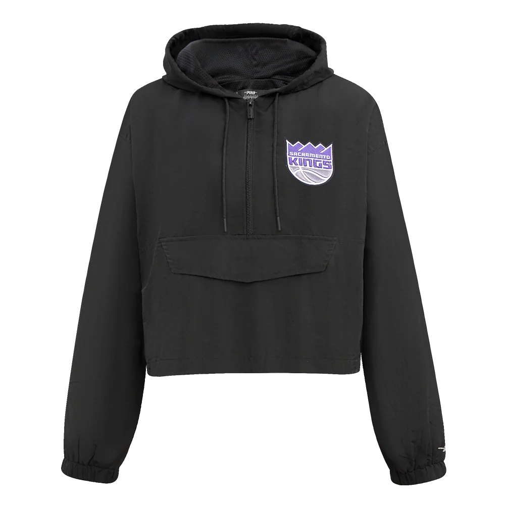 NBA SACRAMENTO KINGS CLASSIC WIND WOVEN WOMEN'S 1/2 JACKET (BLACK)