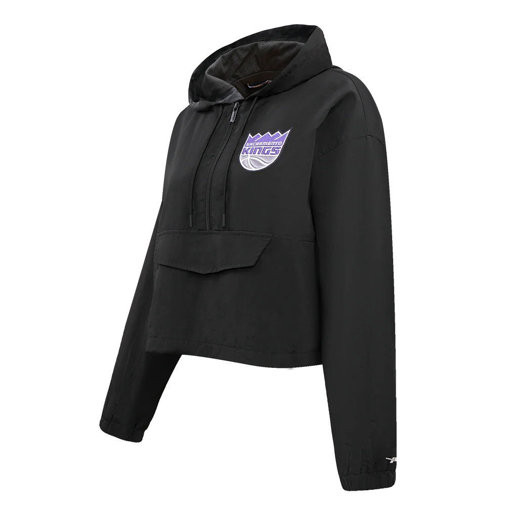 NBA SACRAMENTO KINGS CLASSIC WIND WOVEN WOMEN'S 1/2 JACKET (BLACK) - Image 2