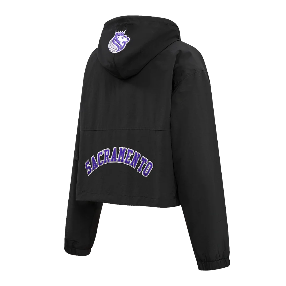 NBA SACRAMENTO KINGS CLASSIC WIND WOVEN WOMEN'S 1/2 JACKET (BLACK) - Image 3