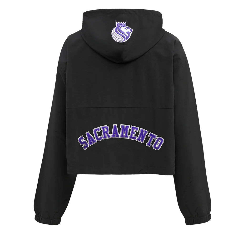 NBA SACRAMENTO KINGS CLASSIC WIND WOVEN WOMEN'S 1/2 JACKET (BLACK) - Image 4