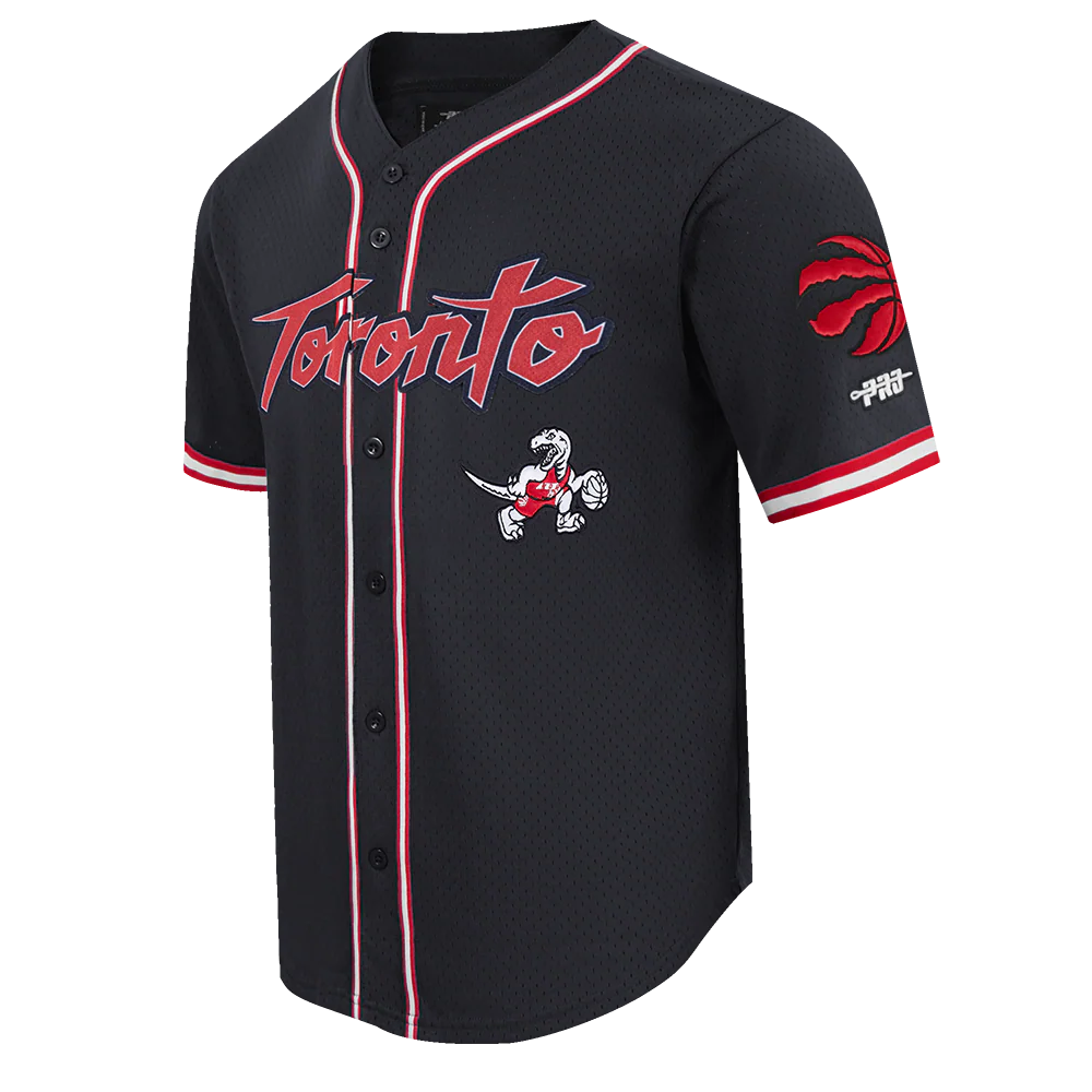 NBA TORONTO RAPTORS CITY EDITION 25-26 MEN'S MESH BUTTON DOWN SHIRT (BLACK/RED) - Image 5