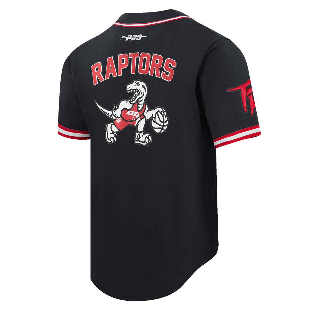 NBA TORONTO RAPTORS CITY EDITION 25-26 MEN'S MESH BUTTON DOWN SHIRT (BLACK/RED) - Image 6