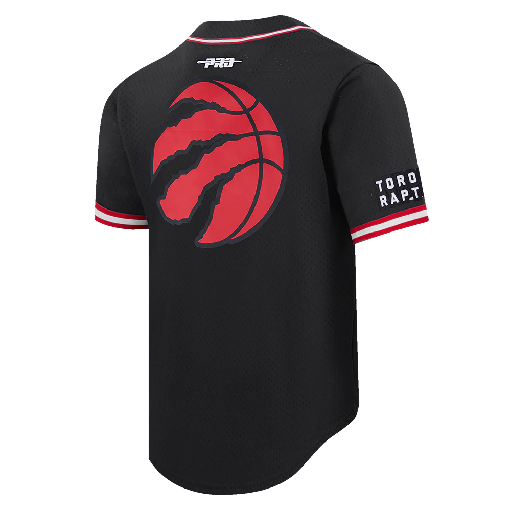 NBA TORONTO RAPTORS SCOTTIE BARNES #4 CLASSIC MESH PNN MEN'S MESH BUTTON DOWN SHIRT (BLACK/RED) - Image 4