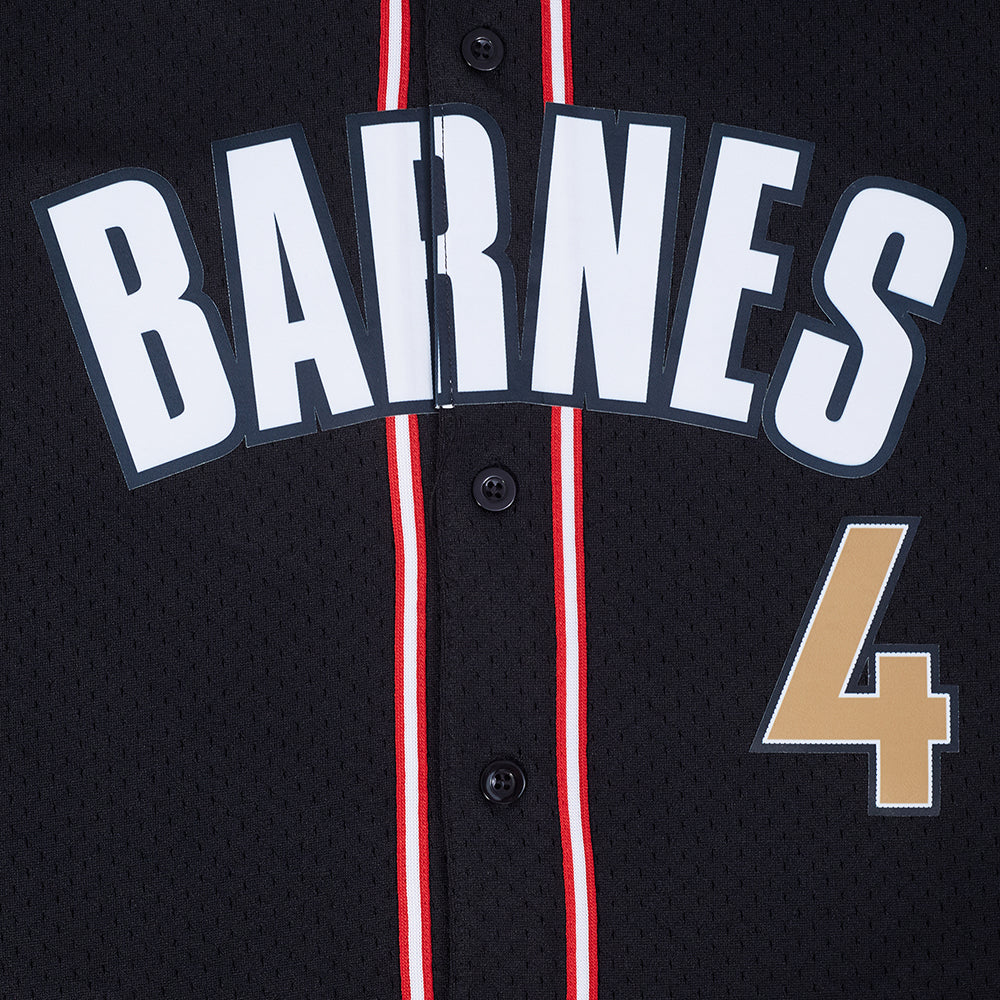 NBA TORONTO RAPTORS SCOTTIE BARNES #4 CLASSIC MESH PNN MEN'S MESH BUTTON DOWN SHIRT (BLACK/RED) - Image 5