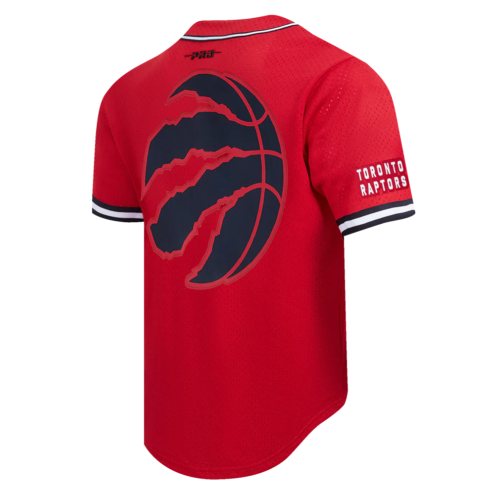 NBA TORONTO RAPTORS SCOTTIE BARNES #4 CLASSIC MESH PNN MEN'S MESH BUTTON DOWN SHIRT (RED/BLACK) - Image 4