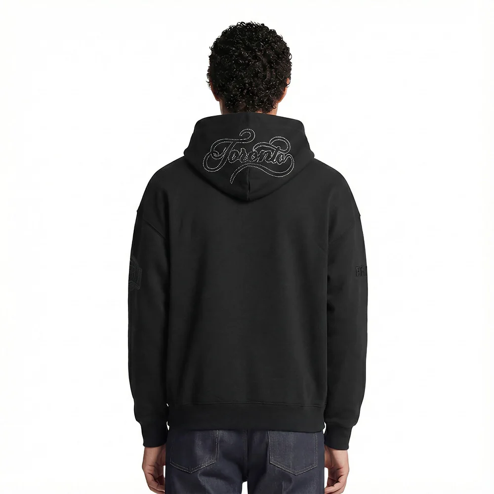 NBA TORONTO RAPTORS BLACKOUT MEN'S DROP SHOULDER FLC PO HOODIE (BLACK) - Image 2