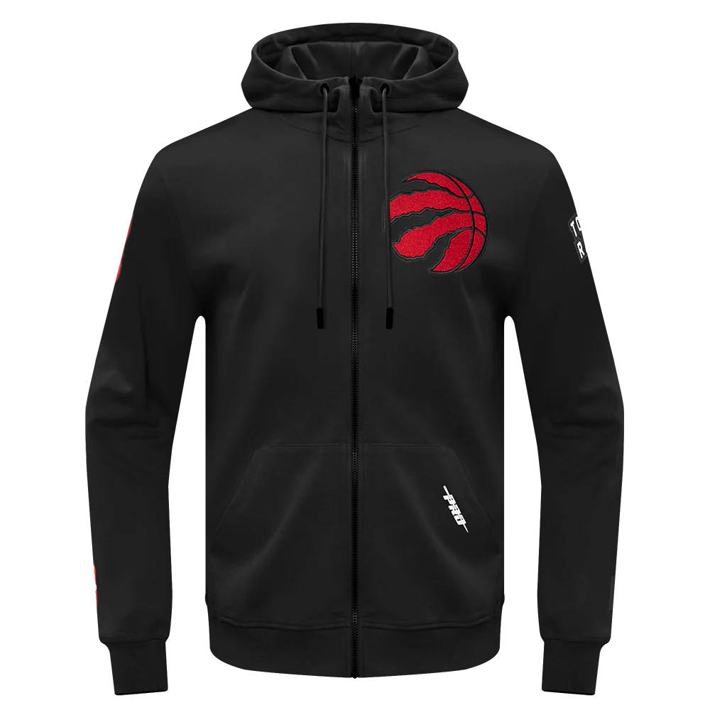 NBA TORONTO RAPTORS CLASSIC CHENILLE MEN'S FULL ZIP HOODIE (BLACK)