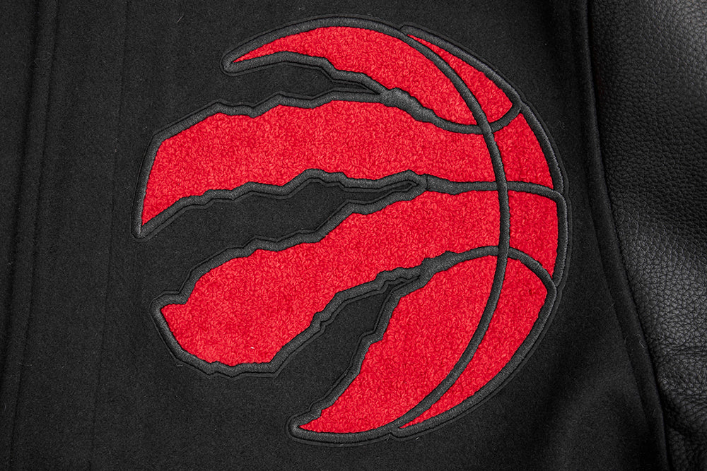 NBA TORONTO RAPTORS MASHUP MEN'S RIB WOOL VARSITY JACKET (BLACK/RED/BLACK) - Image 6