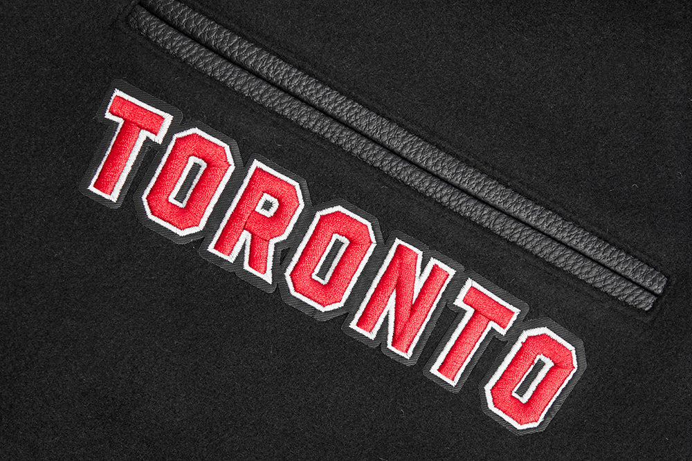 NBA TORONTO RAPTORS MASHUP MEN'S RIB WOOL VARSITY JACKET (BLACK/RED/BLACK) - Image 7