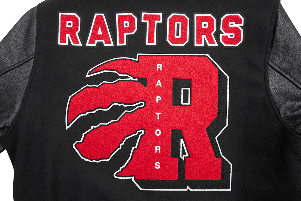 NBA TORONTO RAPTORS MASHUP MEN'S RIB WOOL VARSITY JACKET (BLACK/RED/BLACK) - Image 8