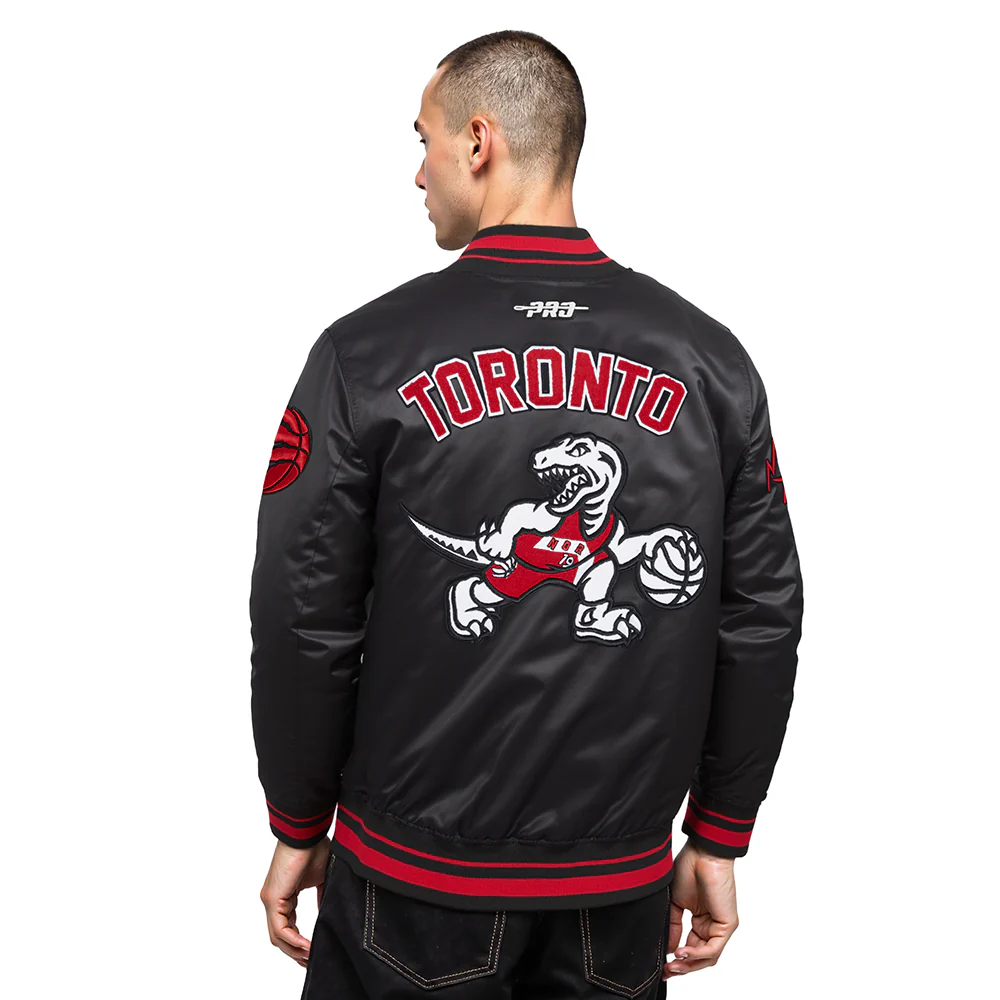 NBA TORONTO RAPTORS CITY EDITION 25-26 MEN'S PRO SATIN YD RIB JACKET (BLACK/RED/BLACK) - Image 2
